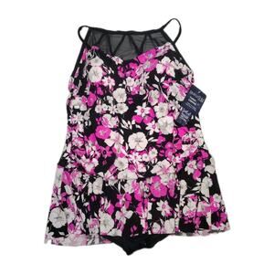 New Simply Slim Floral Mesh Swim Dress – Women’s Size 2XL 18W–20W Multicolor